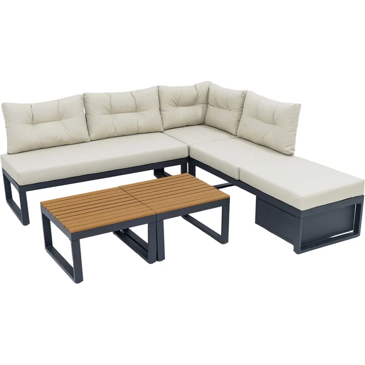 ZUBALIYA Garten-Loungeset - 191,5 x 191,5 x 79 cm , Beige , Polyester , verstellbare Rückenlehne , mit Stauraum – Bild 24