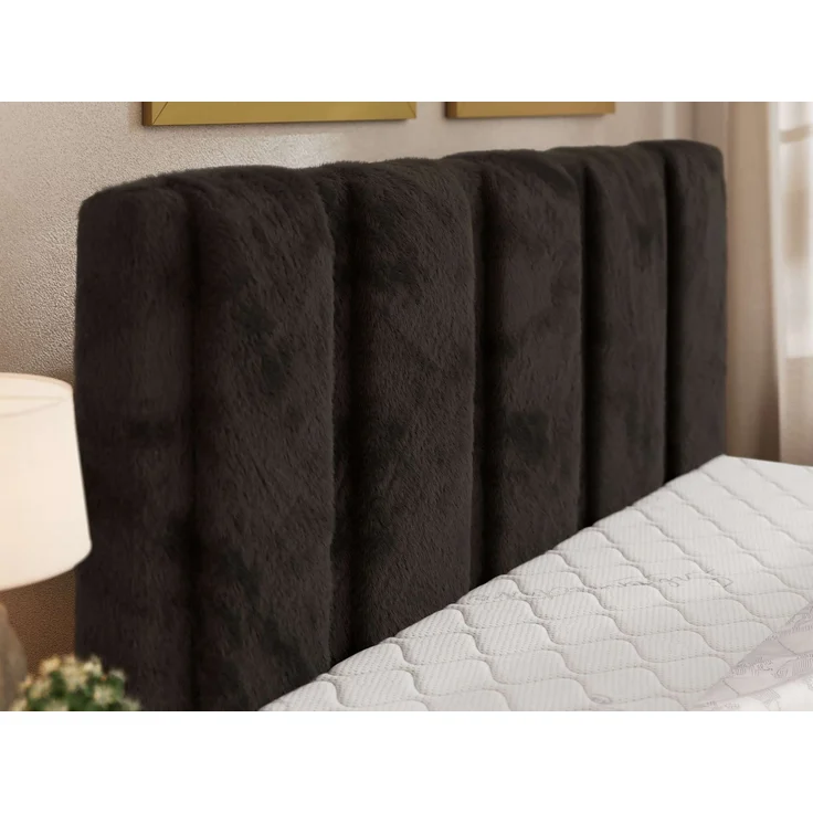 Polsterbett SAVINO CLASSIC mit Bettkasten und Lattenrost Doppelbett 200 x 200 cm mit hohem Kopfteil Stauraumbett Bett mit Gasdruckfeder - Schwarz Plüsch - Pocket Matratze - VIRE LUX – Bild 5