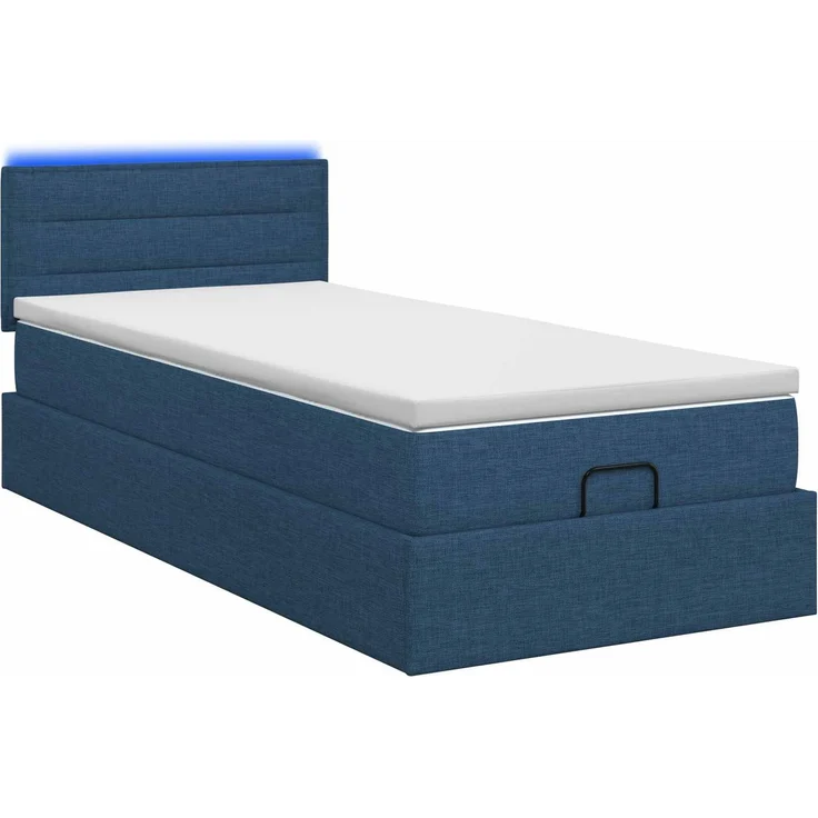 vidaXL Ottoman-Bett mit Matratze und LED Blau 90 x 190 cm Stoff 3456793 – Bild 9