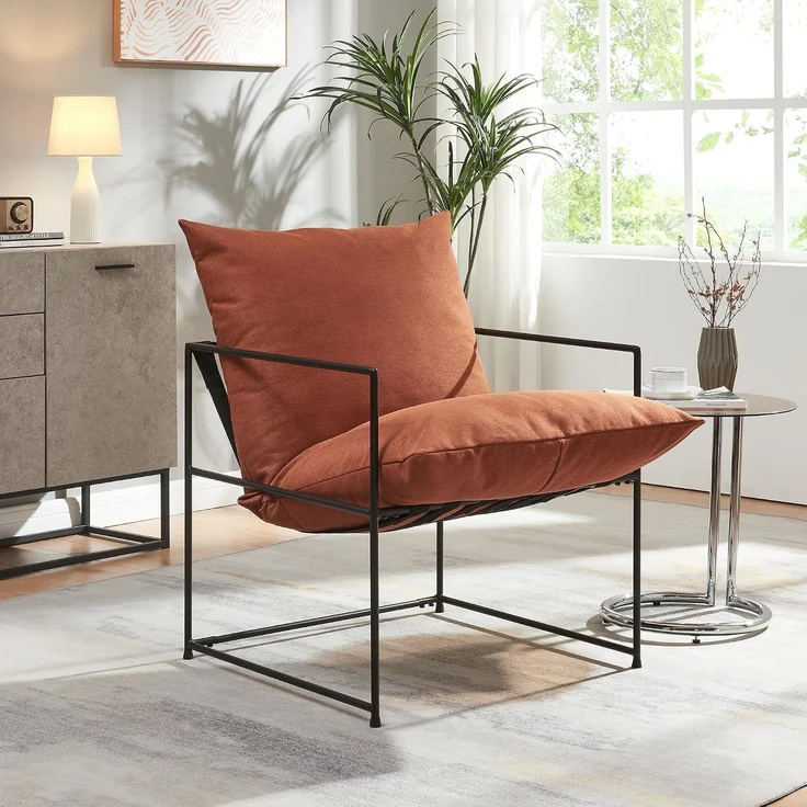 Sessel Utsjoki 90x61x70 cm Schwarz/Orange [en. casa] – Bild 1