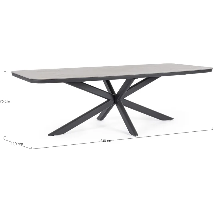 Gartenesstisch Isacco aus Aluminium und Stein, modern, anthrazit, für 6–8 Personen, 240x110 cm – Bild 2