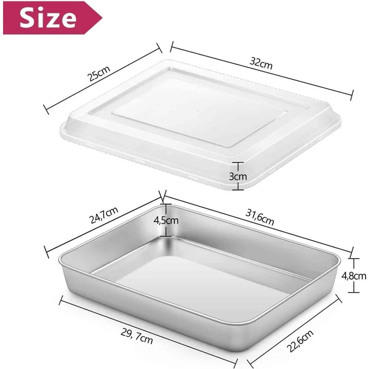 Homikit Edelstahl Backblech mit Luftdichtem Deckel 31,6x24,7x4,8cm – Bild 2