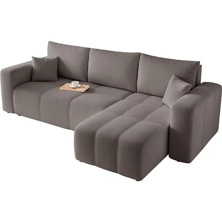 Eckschlafsofa, 248 x 145 cm, mit Bettkasten und Schlaffunktion, dunkelgrau – Bild 1