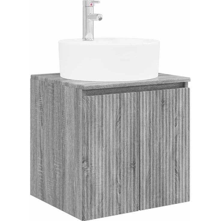 vidaXL Wandmontiertes Badezimmerschrank-Set 3 stk. Grau Sonoma 3405683 – Bild 5