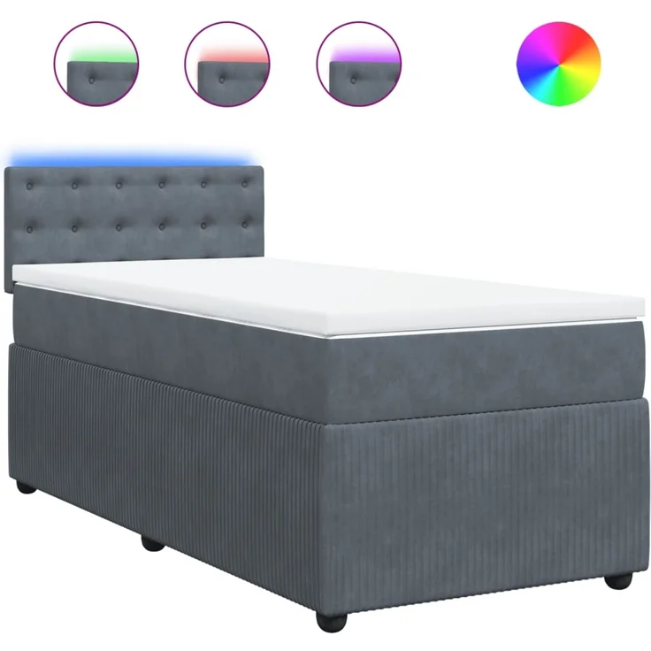 vidaXL Boxspringbett mit Matratze Dunkelgrau 100x200 cm Samt 3289975 – Bild 2