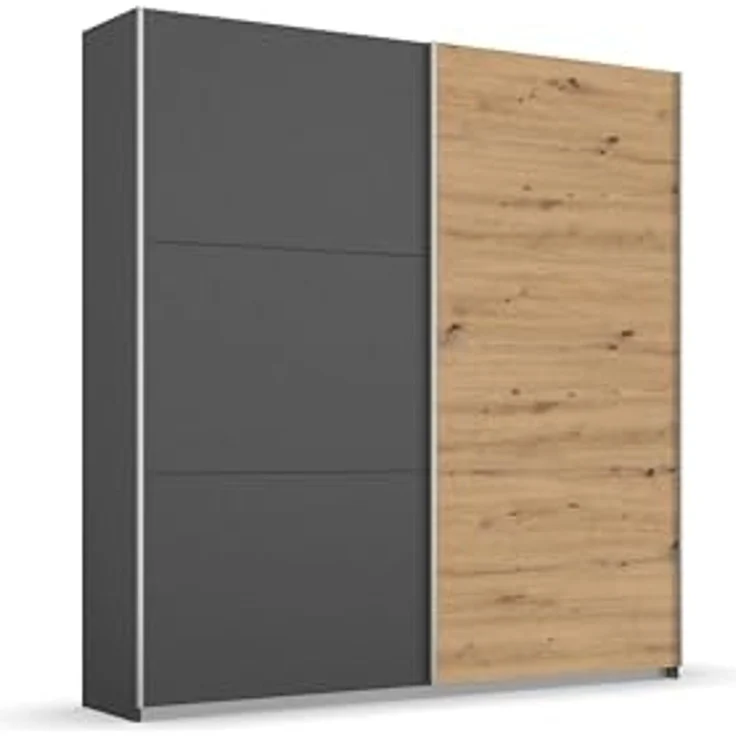 Schwebetürenschrank >Aurelia< in grau-metallic/ Eiche Artisan Dekor, B/H/T: 175/210/59 cm – Bild 4
