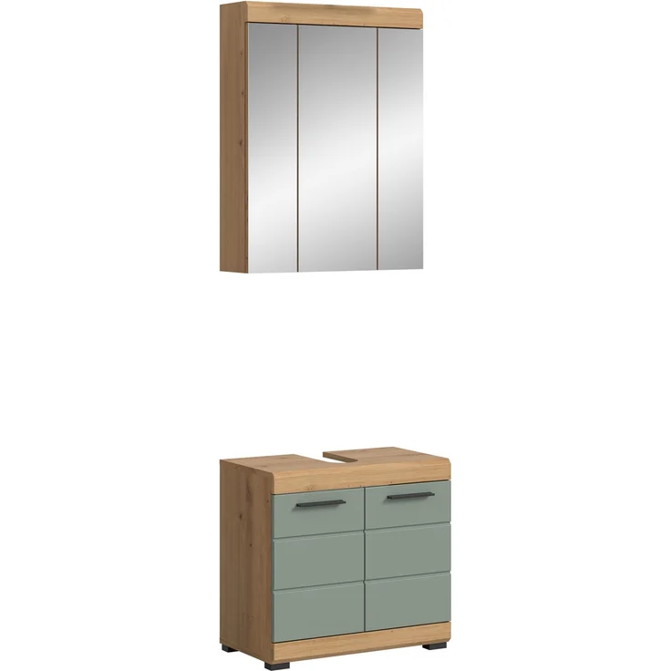Xonox Scout Badkombination (B/H/T: 60x191x34 cm) in Salbei und Artisan Eiche Nachbildung – Bild 1