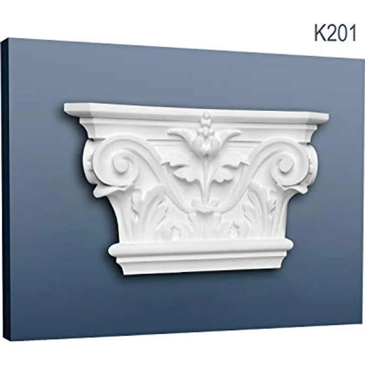 Orac Decor Pilaster Kapitell K201, 22,8 cm x 14,9 cm x 6,2 cm, vorgrundiert aus Polyurethan Hartschaum, korinthischer Stil für Innen- und Außenbereich – Bild 3