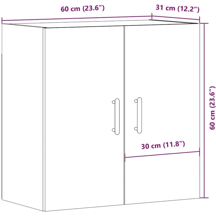 vidaXL Wandschrank Artisan-Eiche 60x31x60 cm Holzwerkstoff 857305 – Bild 10