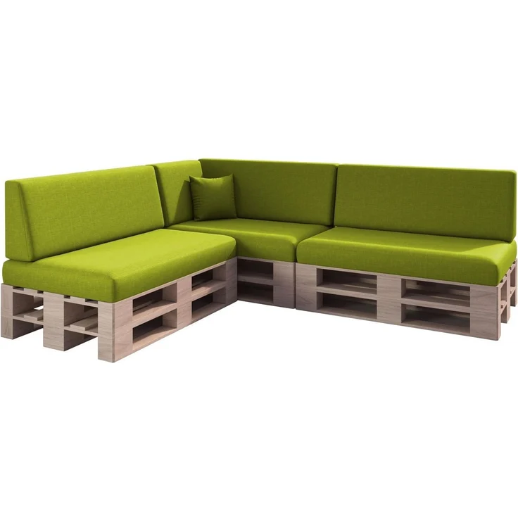 sunnypillow Palettenkissen mit abnehmbarem Bezug Kaltschaum Palettenauflage Palettenpolster Palettensofa Sitzkissen Rückenlehne Indoor Outdoor 8er Set 120x80 Grün – Bild 1
