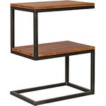 Wohnling Beistelltisch OLAKA S-Form Sheesham Massivholz / Metall 45 x 60 x 30 cm