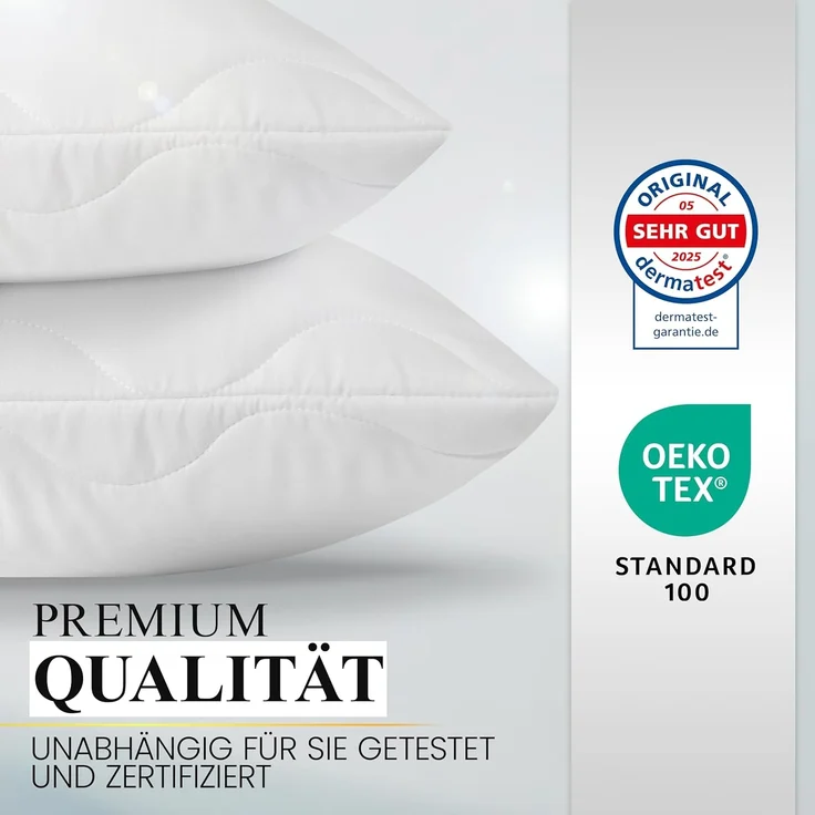 Gentle North Microfaserkissen Hochwertige Kopfkissen in Hotelqualität verschiedene Größen, Füllung: 100% Polyester, Seitschläfer, Rückenschläfer, Seitenschläfer, Bauchschläfer, 1- oder 2-tlg, Reißverschluss für Füllung, waschbar, Made in EU, allergiker... – Bild 7