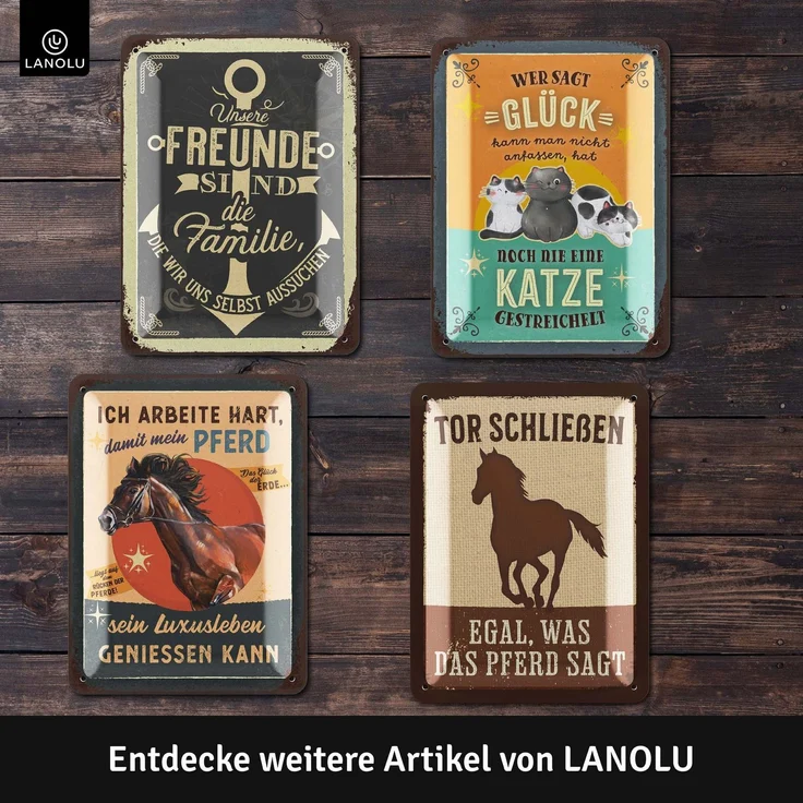 LANOLU Blechschild Glück Katze streicheln - 15x20cm – Metall – Mehrfarbig – 15216 – Bild 5