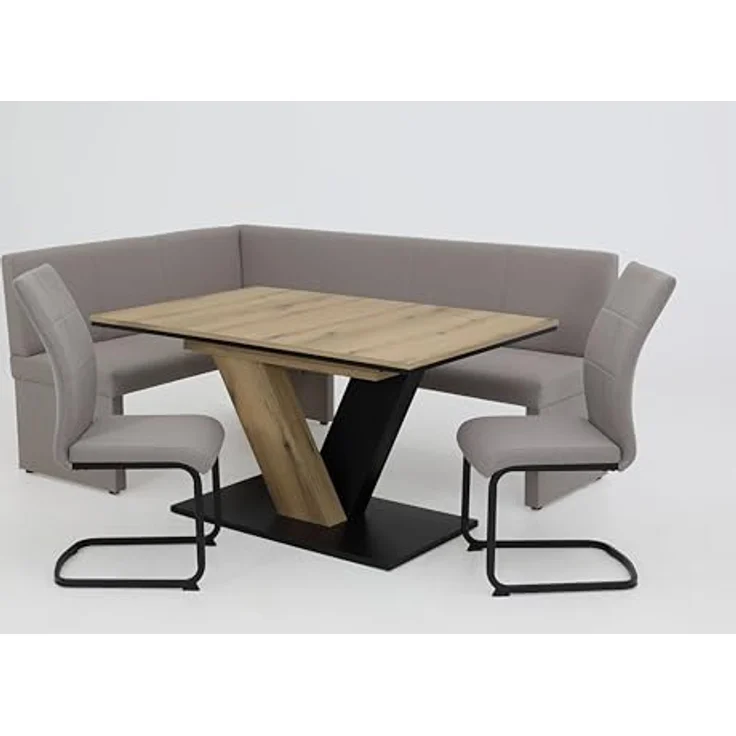 Hela Tische, 2er Set Schwingstuhl Esszimmerstuhl Turin, Webstoff Schlamm, Steppung, Oeko-TEX, Metallgestell Vierkantrohr Schwarz, belastbar 120kg – Bild 6