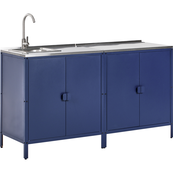 Outdoor-Küche 2er Set mit Spüle VILAMA Metall Blau