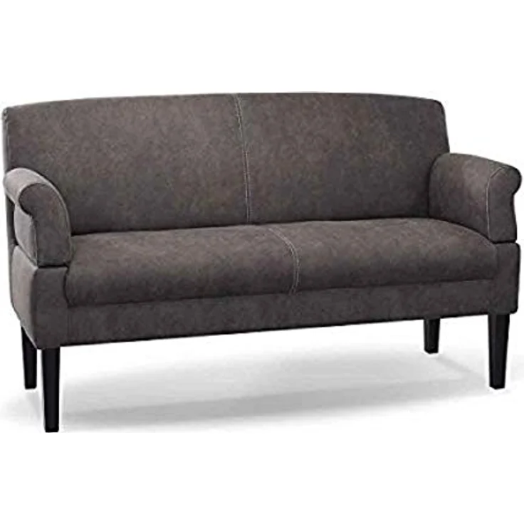 CAVADORE 3-Sitzer Küchensofa Malm, Sitzbank für Küche oder Esszimmer in Lederoptik, Inkl. Armteilverstellung, Federkern und moderner Kontrastnaht, 182 x 97 x 78, Mikrofaser: grau – Bild 2