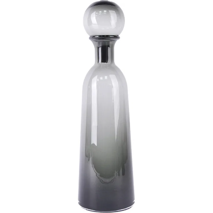 Schäfer Deko Glas Karaffe – Stilvolle Glasflasche für Getränke und als Tischdekoration 44,5 cm Anthrazit
