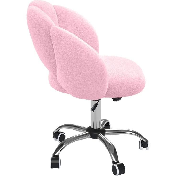 Bellamio 'Meli' Wolkenstuhl, rosa, Teddy-Bouclé Stoff, höhenverstellbar & drehbar, bis 140 kg, Schmink- & Schreibtischstuhl mit Rollen – Bild 11