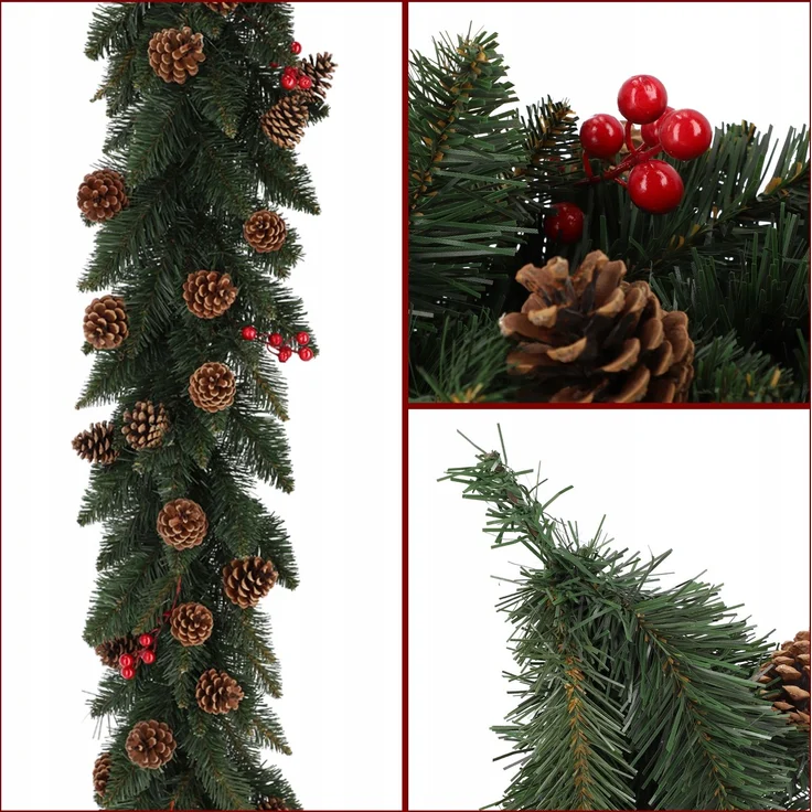 KADAX Weihnachtsbaumgirlande 115 cm. Dicht mit Zapfen – Bild 7