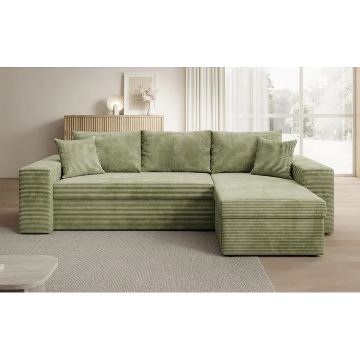 Luxusbetten24 Schlafsofa Designer Sofa Denver in Cord, mit Stauraum und Schlaffunktion