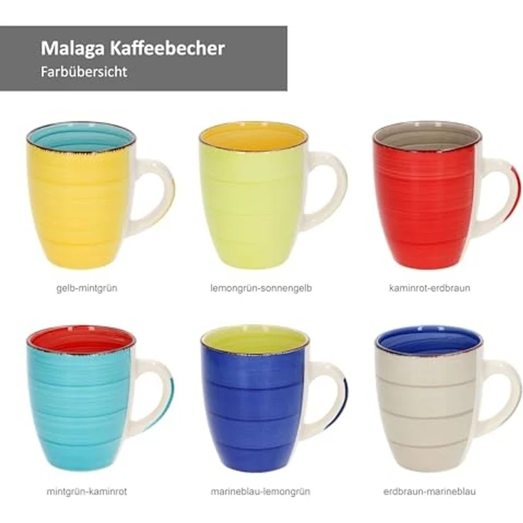 MamboCat Becher 6er Set Kaffeebecher Malaga Snaily, Steingut – Bild 4