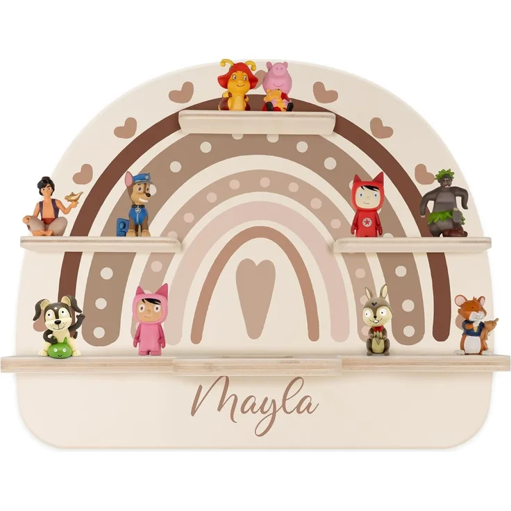 Kidsmood - Toniebox Regal Mädchen und Jungen mit Musikbox Schutzfolie, Magnetisches Regenbogen Wandregal fürs Kinderzimmer mit Aussparung für Ladegerät & Kabel Kinder