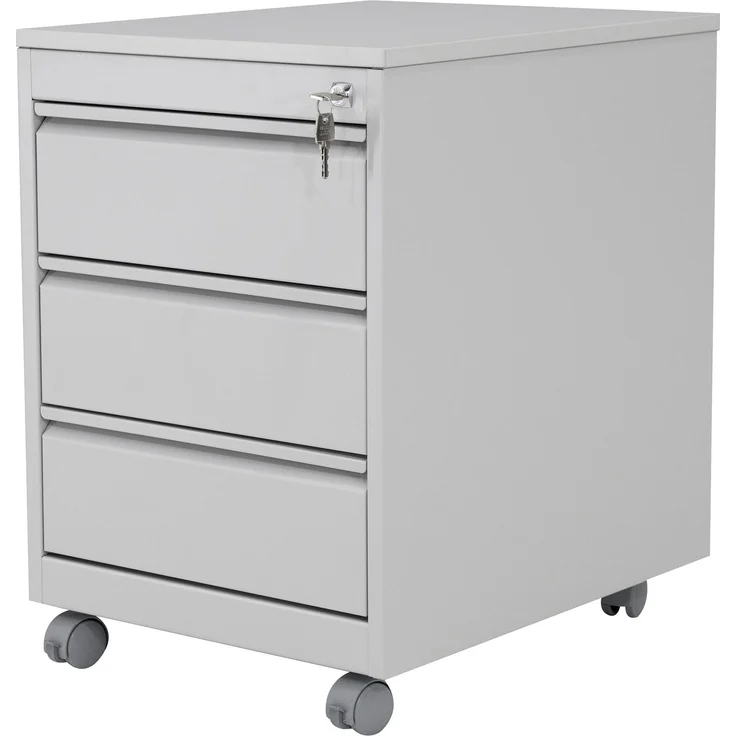 Rollcontainer, 3 Schübe, Farbe grau RAL 7035 pulverbeschichtet – Bild 2