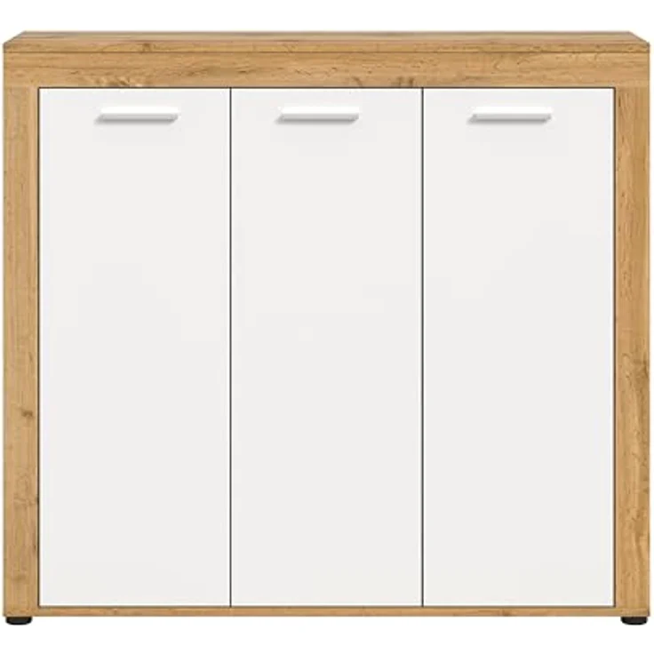 xonox. home Garderobe Jam X8BK6608 Schuhschrank Garderobenschrank Schrank in Wotan Eiche Nb, weiß. ca. 120 x 108 x 37 cm – Bild 5