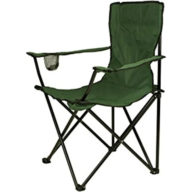 Nexos Trading Angelstuhl Faltstuhl Campingstuhl Klappstuhl mit Armlehne und Getränkehalter praktisch robust leicht dunkelgrün – Bild 4