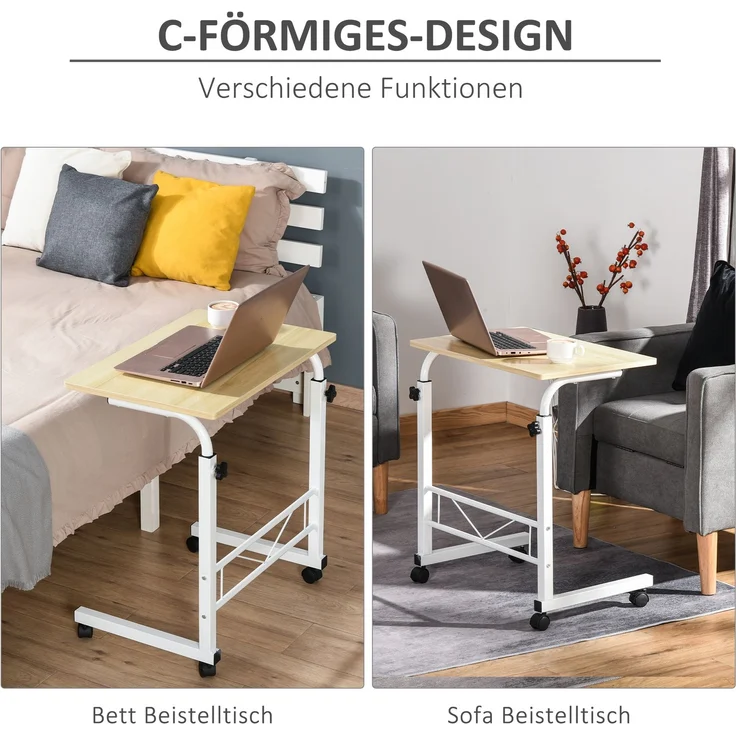 HOMCOM Beistelltisch, Spanplatte, Eisen, Kunststoff, Ahorn, 60B x 40T x 78H cm – Bild 4