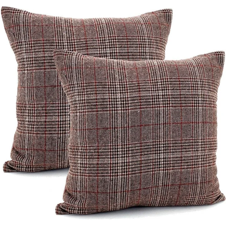 heimtexland Dekokissen 2er Set Kissenhülle Tartan kariert Schottenkaro, verdeckter Reißverschluß – Bild 1