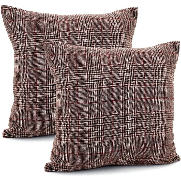 heimtexland Dekokissen 2er Set Kissenhülle Tartan kariert Schottenkaro, verdeckter Reißverschluß