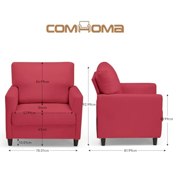 COMHOMA Relaxsessel Fernsehsessel TV-Sessel Loungesessel Wohnzimmer Einzelsofa, mit Weicher Memory-Schaum Leinenbezug – Bild 4
