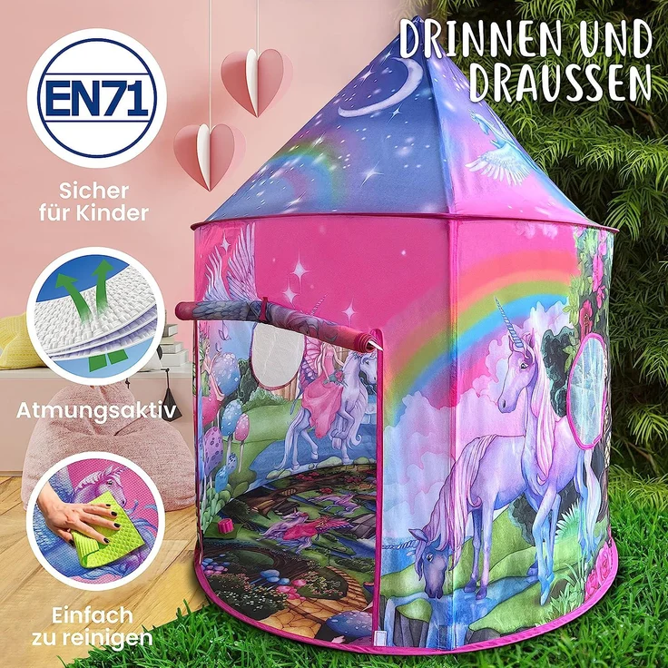 W&O Unicorn Play Tent with Magical Unicorn Sounds, Unicorn Toys for Girls, Unicorn Gifts for Girls, Play Tents, Pop Up Tents for Kids, Kids Tent Indoor & Outdoor, Tent for Kids, Kids Play Tent – Bild 6