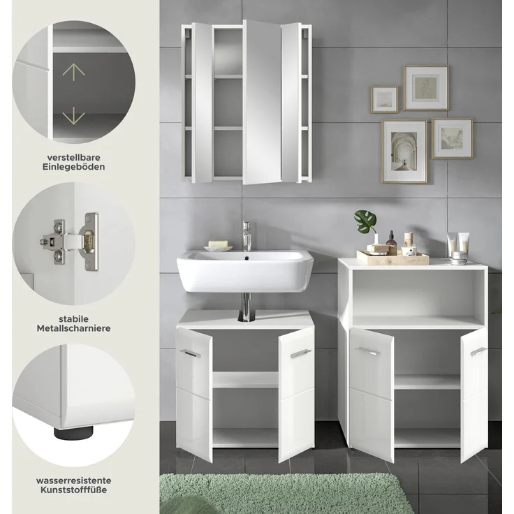 Badezimmerset Ice X - Weiß / Weiß Hochglanz – Bild 8