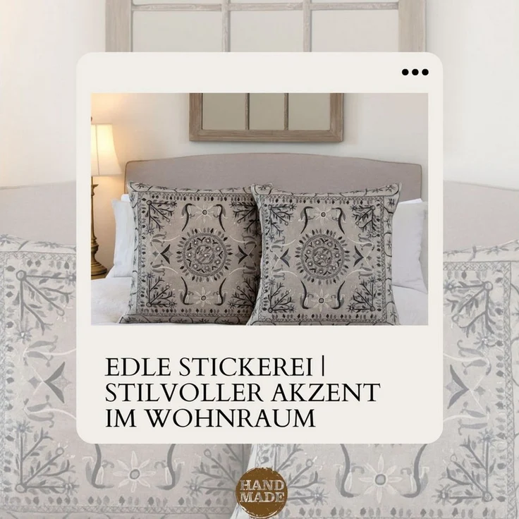 Marrakesch Orient & Mediterran Interior Zierkissen 2er Set Boho Kissenbezug Lodge orientalisch aus Baumwolle, Grau 50 cm, (2 St) – Bild 4