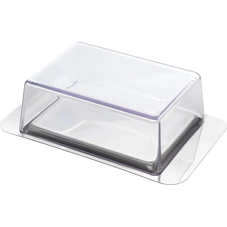 METALTEX 253305000 Butterdose für 250 g Butter, 16 x 10 x 4,6 cm, Inox, Deckel transparent – Bild 1
