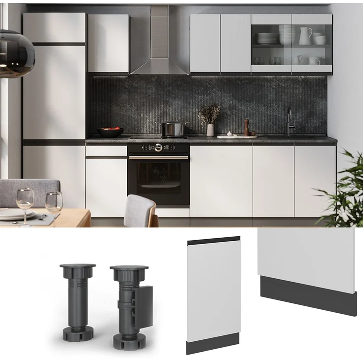 Geschirrspülblende R-Line Weiß 45 cm J-Shape ohne Arbeitsplatte Vicco – Bild 4
