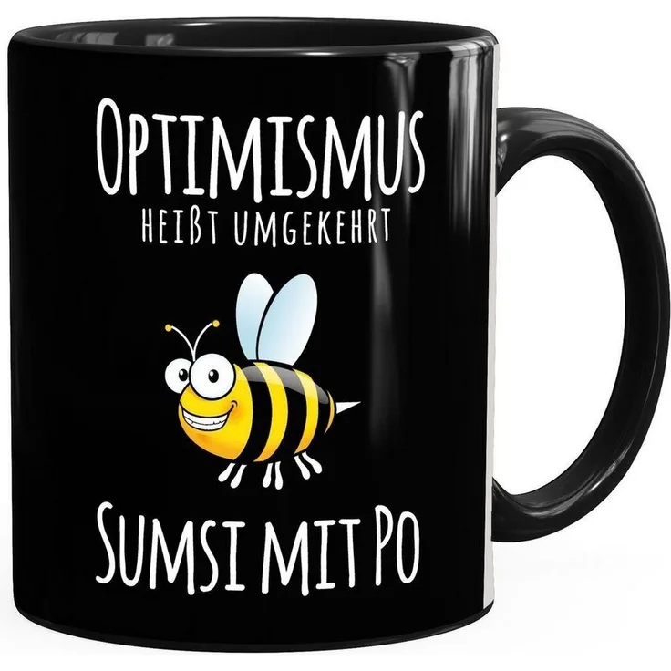 MoonWorks Tasse Kaffee-Tasse Spruch Optimismus heisst umgekehrt Sumsi mit Po Bürotasse Motiv Biene MoonWorks®, Keramik