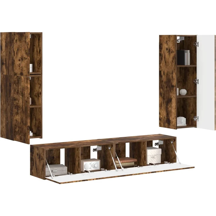 vidaXL TV-Schrankset 4 pcs Geräucherte Eiche Holzwerkstoff 3409038 – Bild 3