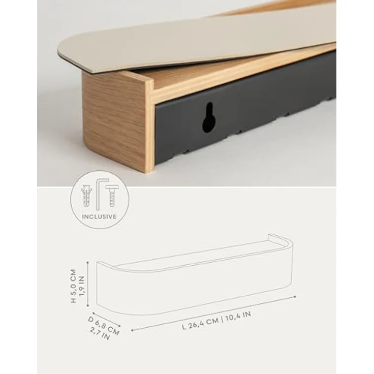 Kazai. Schlüsselbrett 'Toke' | Minimalistisches Schlüsselhaken-Design aus Berlin | Moderner Schlüsselhalter mit Ablage aus Holz | Schlüsselregal als Flur Möbel für die Wand | Eiche – Bild 7