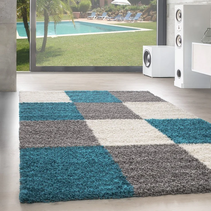 SIMPEX24 Teppich Kariert Design, Läufer, Höhe: 30 mm, Teppich Wohnzimmer Kariert Design Modern Verschidene Farben und Größen – Bild 1