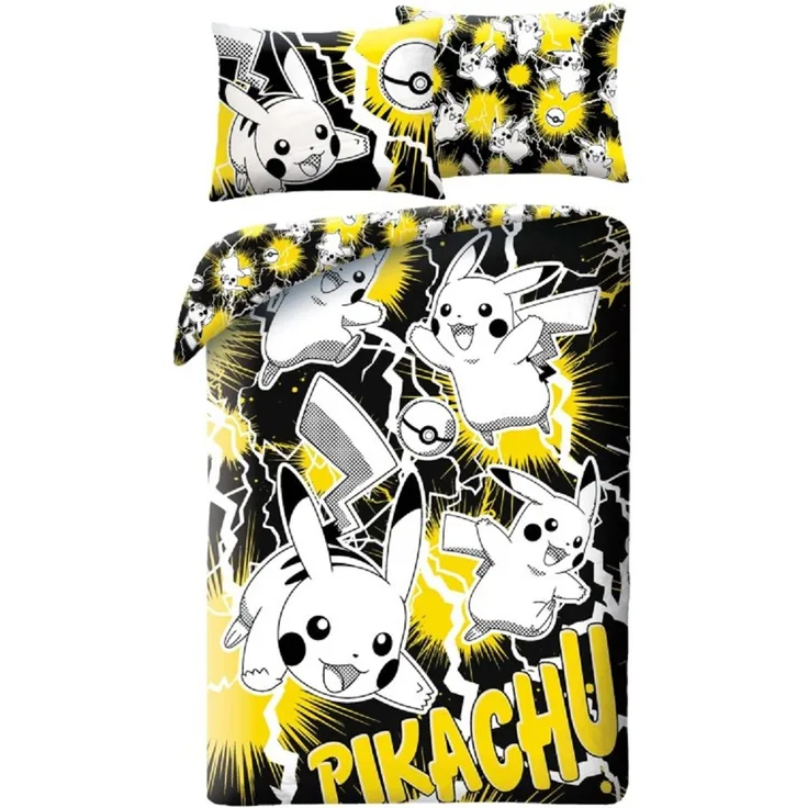Pokemon Bettwäsche Set aus Mikrofaser Bettdeckenbezug 140 × 200 cm mit 70 × 90 cm Kissenbezug