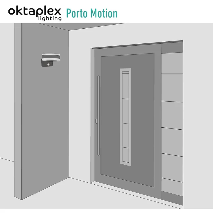 Oktaplex lighting LED Außen-Wandleuchte Porto IP65, Bewegungsmelder, LED fest integriert, Warmweiß, Außenbeleuchtung 15 Watt 1420 Lumen anthrazit – Bild 2