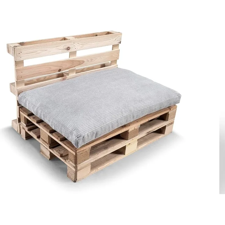 Gutekissen® Palettenkissen Gerippte Kissen mit Reißverschluss, Palettenauflagen Sitzkissen Rückenlehne Gerippt PWL (Sitzkissen 120x60, Hellgrau)
