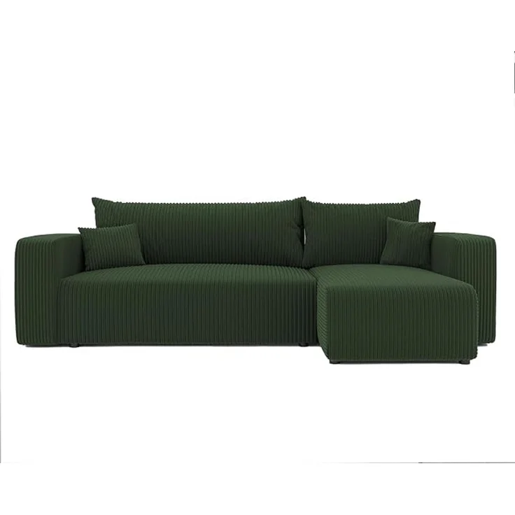3-Sitzer-Ecksofa mit Schlaffunktion, Stauraum & beidseitig montierbarer Récamiere, Dunkelgrün, 200 x 125 cm – Bild 1