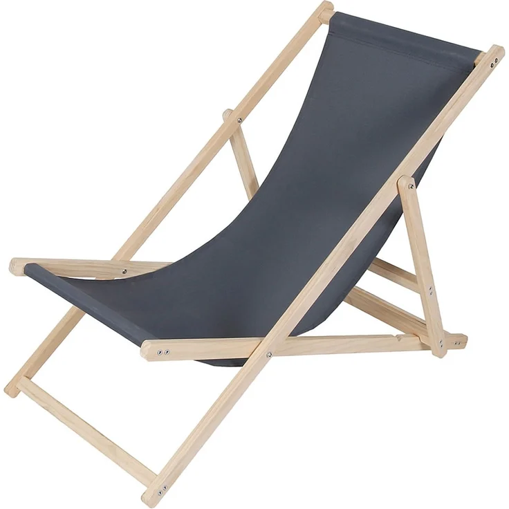 Sonnenliege Anthrazit Strandmöbel Campingstuhl Holz klappbar Faltsitz Balkon – Bild 1