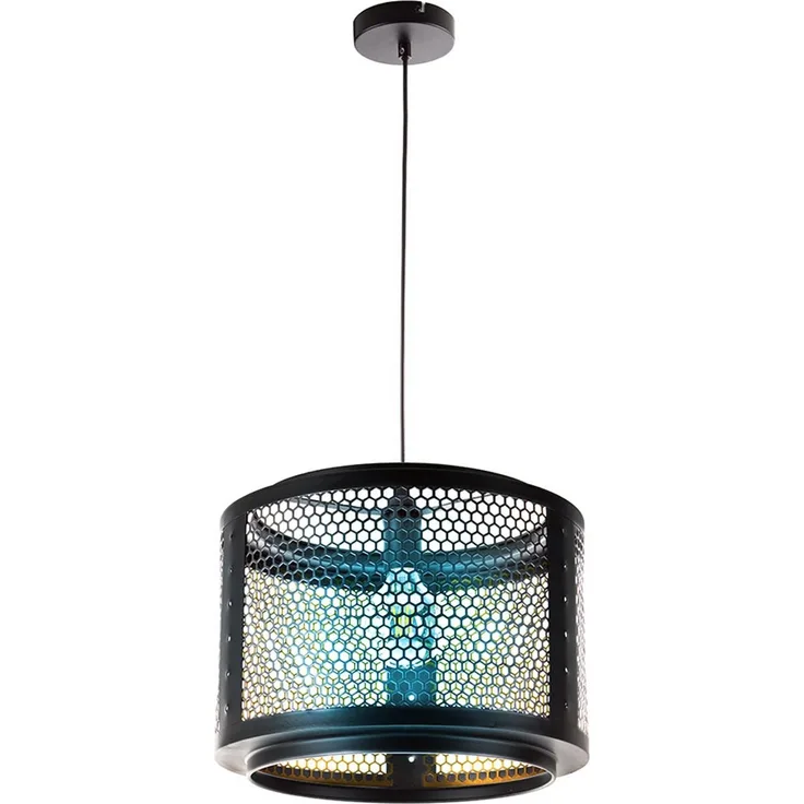 RGB LED Hängelampe, Gitteroptik, App- und Sprachsteuerung, H 150 cm
