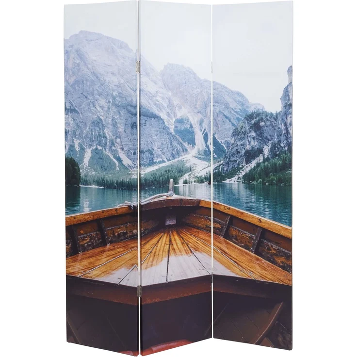 Foto-Paravent HWC-A83, Raumteiler Trennwand Sichtschutz, MVG-zertifiziert ~ 180x121cm Boot – Bild 1