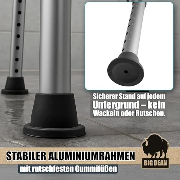 Duschhocker 360° drehbarer belastbarer Duschstuhl bis 136 kg höhenverstellbarer Duschhocker. rutschfest durch Gummifüße – Bild 6